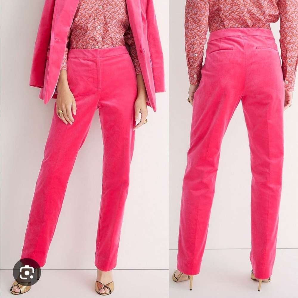 J. Crew Kate velvet Pink Straight velvet Leg Pants